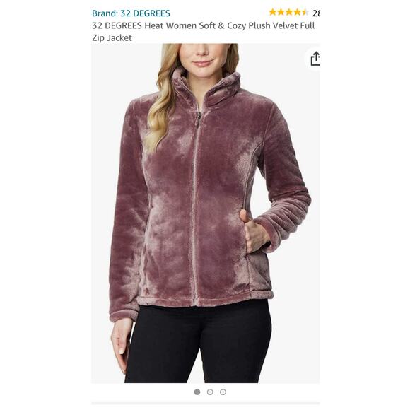 32 DEGREES Heat, L, Purple, Soft Sherpa, Zip front, Coat - Picture 5 of 9